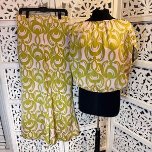 NWT Worthington Green and White Skirt Set Sz L